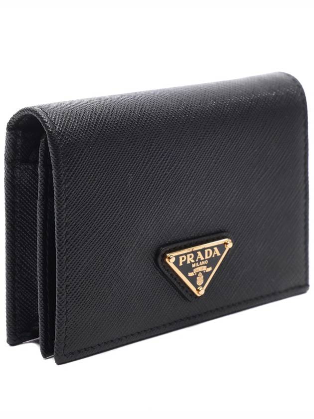 Small Saffiano Leather Half Wallet Black - PRADA - BALAAN 4