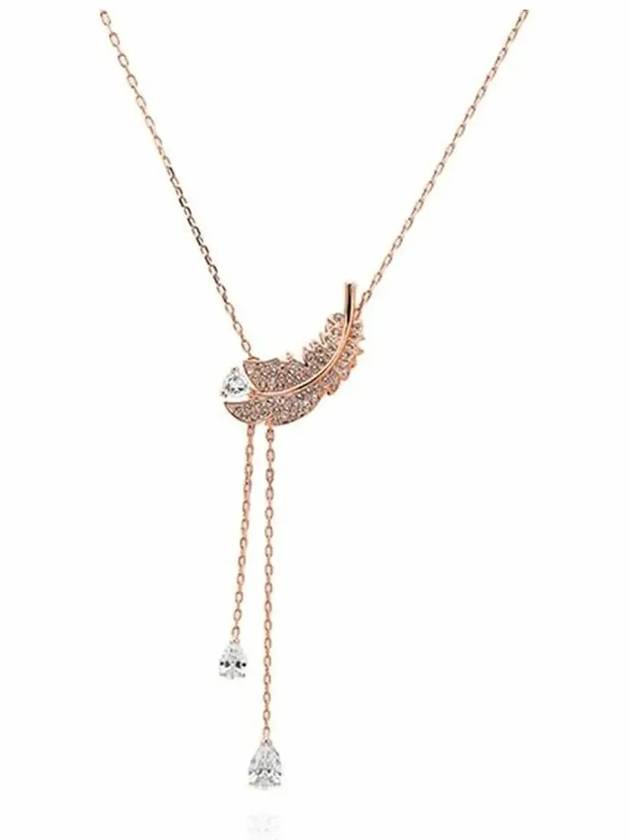 Idyllia Feather Y Pendant Necklace Rose Gold - SWAROVSKI - BALAAN 4