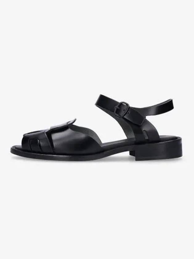 Ancora Leather Low Heel Sandals Black - HEREU - BALAAN 2