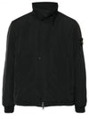 Logo Micro Twill Zip Up Jacket Black - STONE ISLAND - BALAAN 2