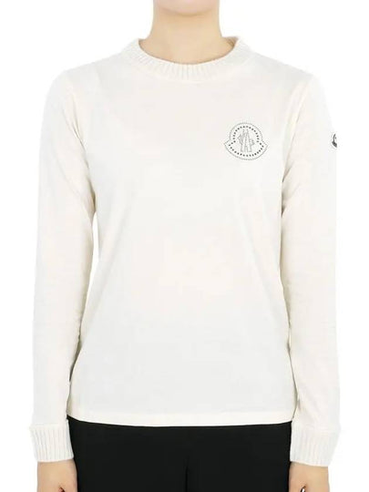 Kids Stud Logo Long Sleeve T Shirt Ivory 8D00005 83907 050 12 14A Adults can be worn - MONCLER - BALAAN 2