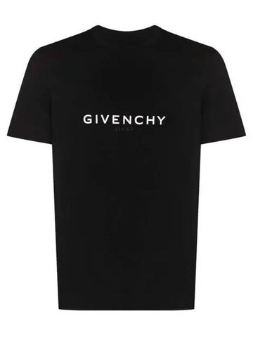 Men's Reverse Logo Round Slim Short Sleeve T-Shirt Black - GIVENCHY - BALAAN 1