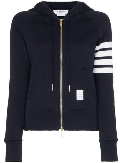 Engineered 4-Bar Stripe Loopback Jersey Knit Zip Up Hoodie Navy - THOM BROWNE - BALAAN 2