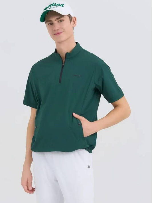 Ultra-light mesh color combination half-zip-up short-sleeved summer jacket dark greenCGMJK42200DN - CLEVELAND GOLF - BALAAN 1