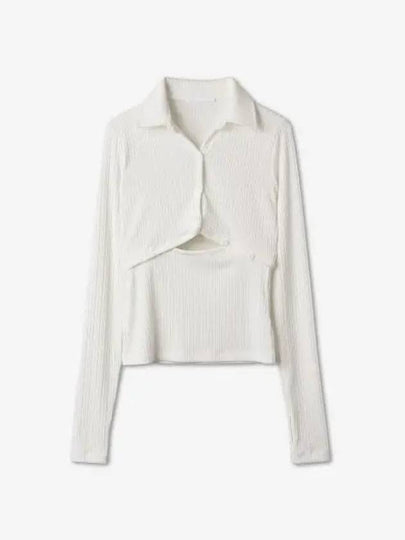 Cut-Out Polo Long-Sleeve Shirt White - HELMUT LANG - BALAAN 2