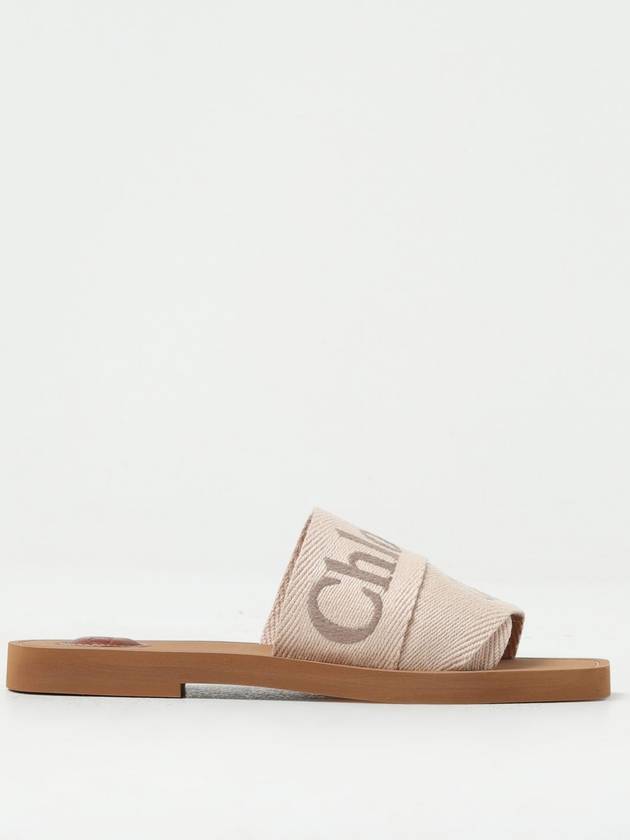 Chlo&eacute; Woody canvas slides with embroidered logo - CHLOE - BALAAN 1