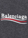 Embroidered Logo Cotton Long Sleeve T-Shirt Grey - BALENCIAGA - BALAAN 5