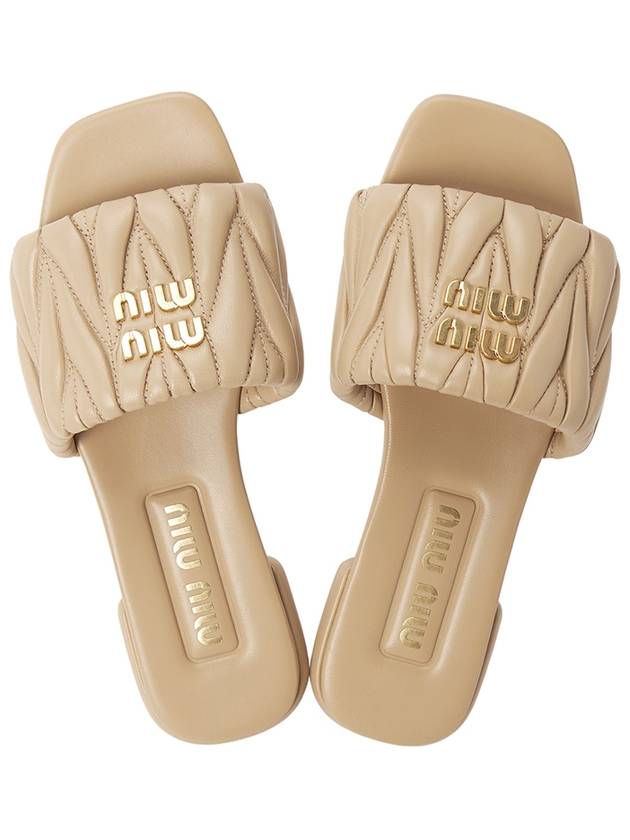 Matelasse Nappa Leather Slippers Beige - MIU MIU - BALAAN 3