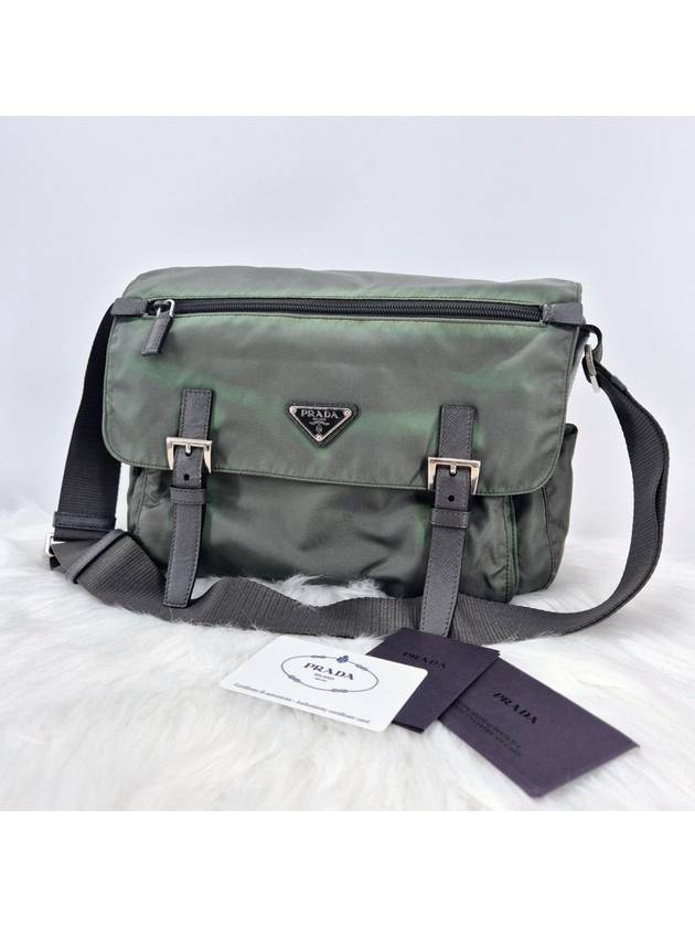 Nylon triangle logo messenger bag khaki - PRADA - BALAAN 2