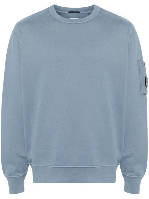 Brushed and Emerized Diagonal Fleece Lens Sweatshirt Blue - CP COMPANY - BALAAN 1