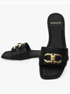 Gancini Ornament Flat Slide Black - SALVATORE FERRAGAMO - BALAAN 4