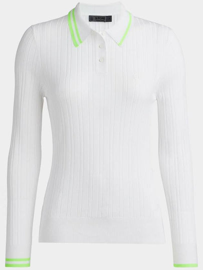 Women's Ribbed Cotton Blend Long Sleeve Polo Shirt Snow - G/FORE - BALAAN 2