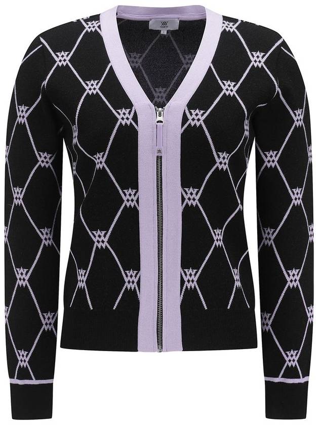 WOMEN MONOGRAM LOGO INTARSIA CARDIGAN - ANEWGOLF - BALAAN 1