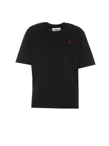 Small Heart Logo Boxy Fit Short Sleeve T-Shirt Black - AMI - BALAAN 1