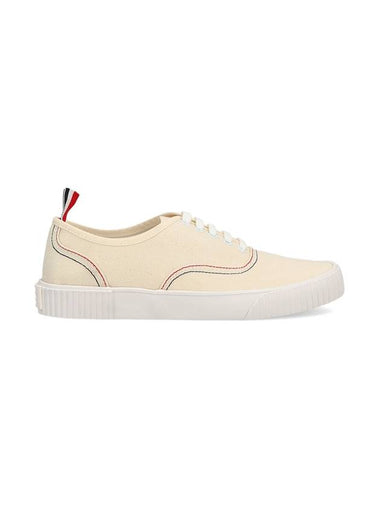 Men's Heritage Canvas Low Top Sneakers Beige - THOM BROWNE - BALAAN 1