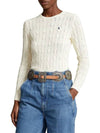 Embroidered Logo Pony Cable Knit Top Cream - POLO RALPH LAUREN - BALAAN 3