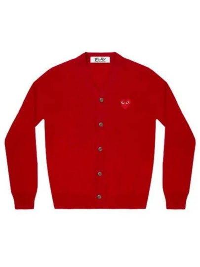 Heart Wappen V-Neck Cardigan Red - COMME DES GARCONS - BALAAN 2