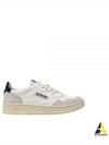 Women's Leather Suede Medalist Low Top Sneakers White Blue - AUTRY - BALAAN 2