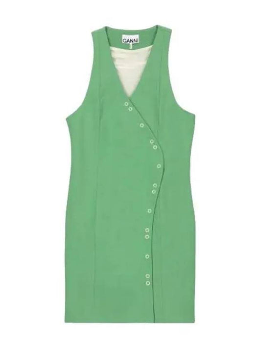Suiting mini dress green - GANNI - BALAAN 1