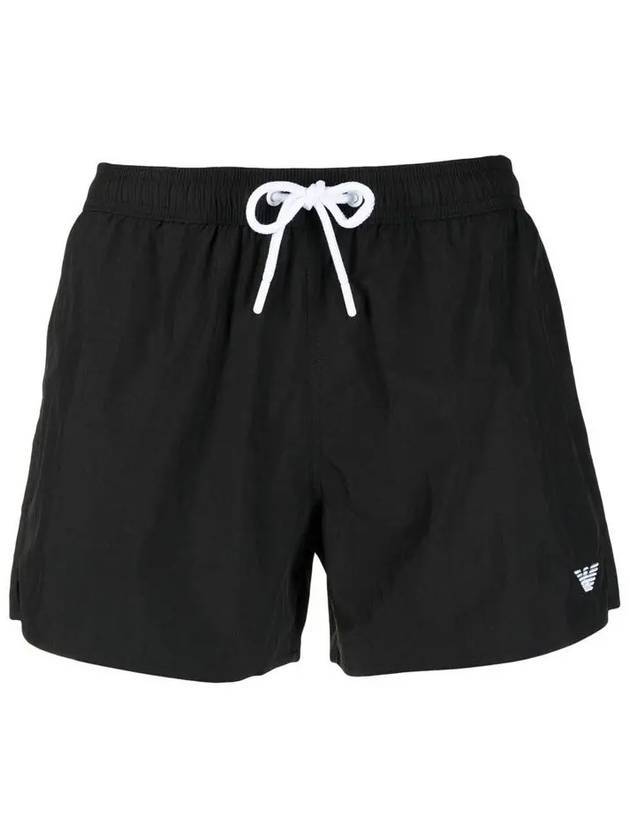 Embroidered Logo Boxer Swim Shorts Black - EMPORIO ARMANI - BALAAN 1