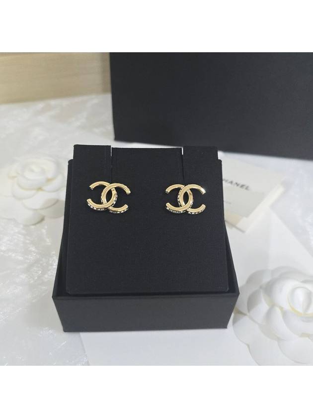 CC logo crystal earrings champagne gold ABB798 - CHANEL - BALAAN 3