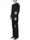 Diagonal Striped Merino Wool Pocket Pullover Knit Top Navy - THOM BROWNE - BALAAN 5