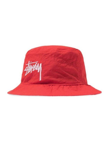 Embroidered Logo Nylon Bucket Hat Habanero Red - NIKE - BALAAN 1