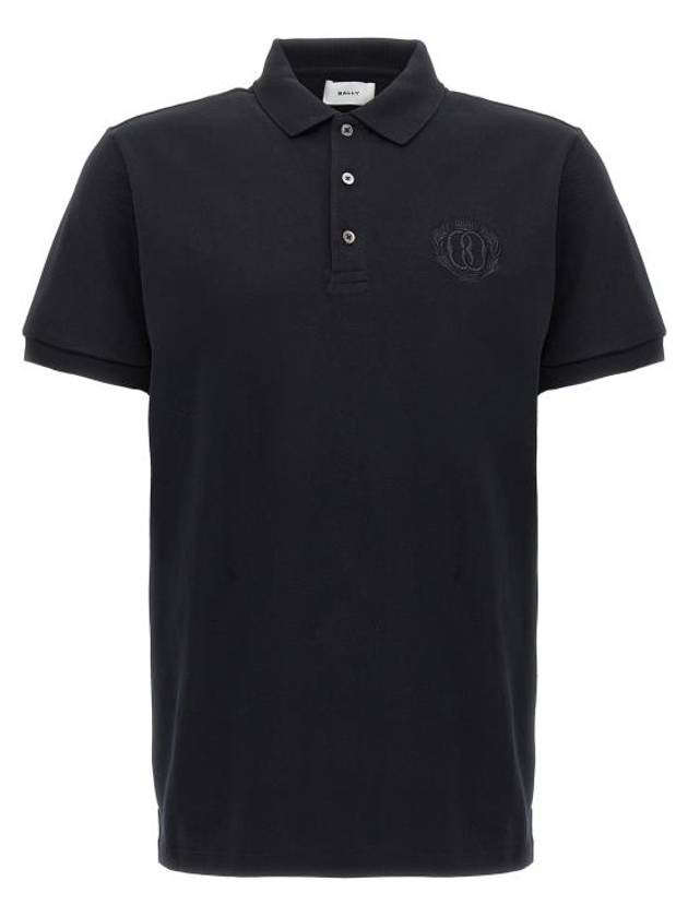 Embroidery Logo Short Sleeve Polo Shirt Black - BALLY - BALAAN 1