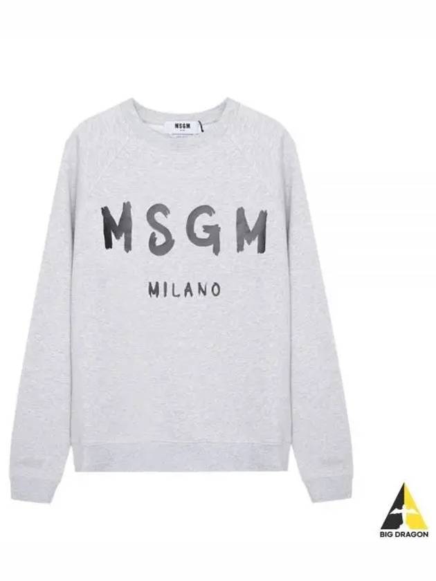 Milano Brushed Logo Print Crew Neck Sweatshirt Grey - MSGM - BALAAN 2