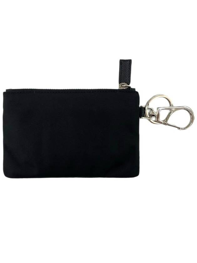 Triangle Logo Nylon Mini Pouch Keychain Black - PRADA - BALAAN 3