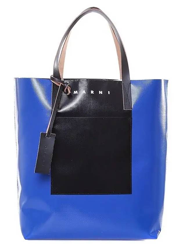 Tribeca Logo Tote Bag Blue Black - MARNI - BALAAN.