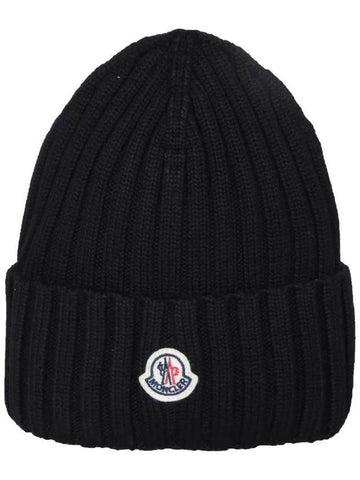 Logo Wool Beanie Black - MONCLER - BALAAN 1