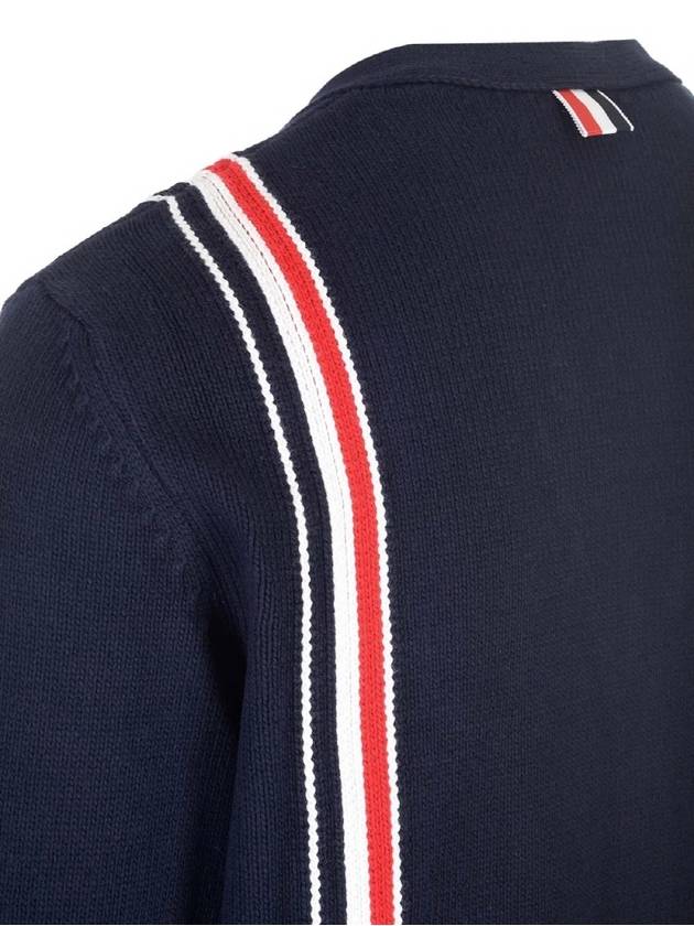 RWB Striped Intarsia Cotton Cardigan Navy - THOM BROWNE - BALAAN 7