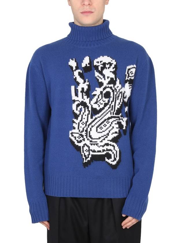 Paisley Jacquard Wool Turtleneck Blue - ETRO - BALAAN 2