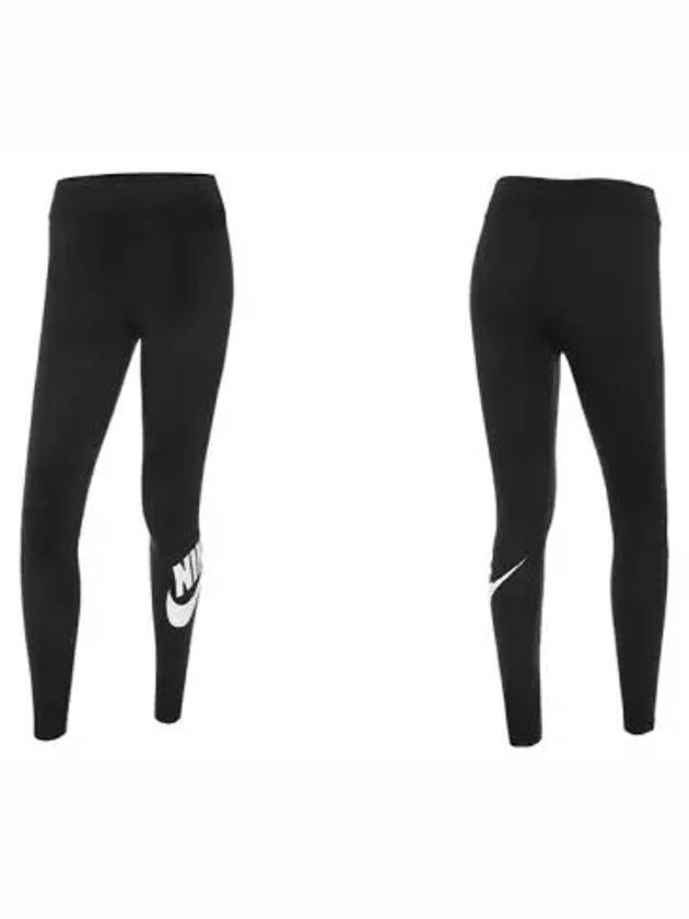 Essentials High Waist Logo Leggings Black - NIKE - BALAAN 7