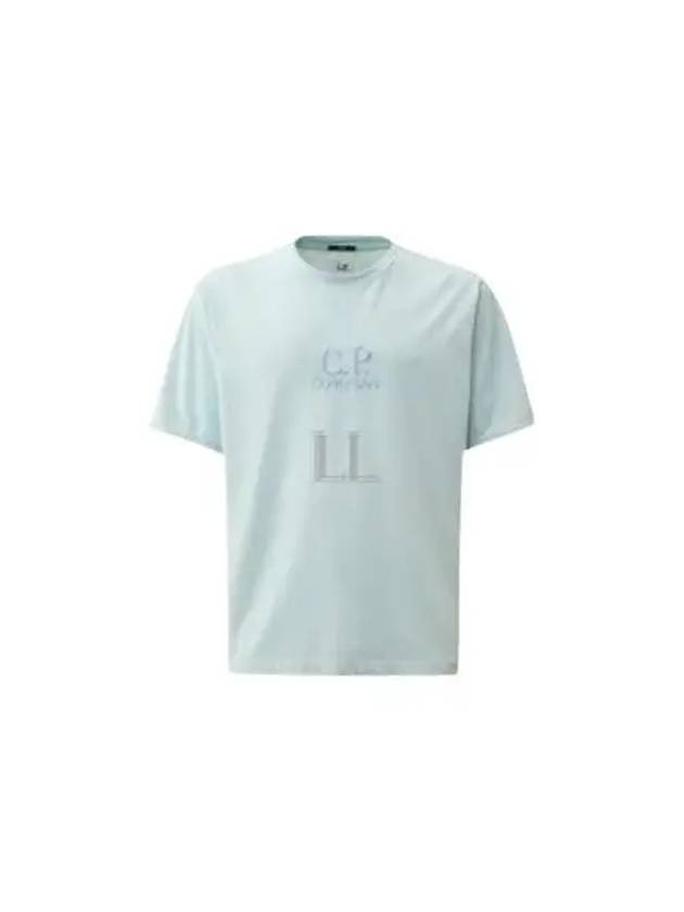 Tacting Piquet Logo Short Sleeve T-Shirt Blue - CP COMPANY - BALAAN 2