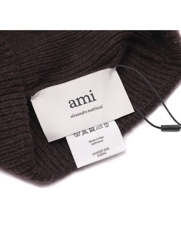 Men s Beanie Ami Alexandre Mattiussi Cashmere Hat Brown - AMI - BALAAN 7