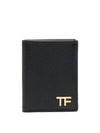 Logo Leather Half Wallet Black - TOM FORD - BALAAN 1