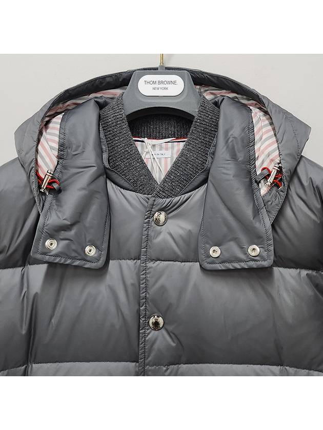 Downfilled Nylon 4-Bar Bomber Padding Medium Grey - THOM BROWNE - BALAAN 5