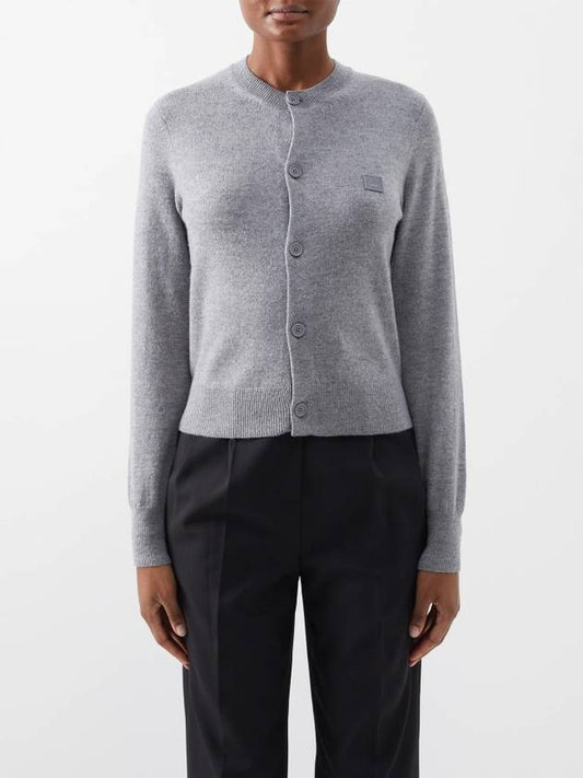 Face Patch Crop Cardigan Grey - ACNE STUDIOS - BALAAN.