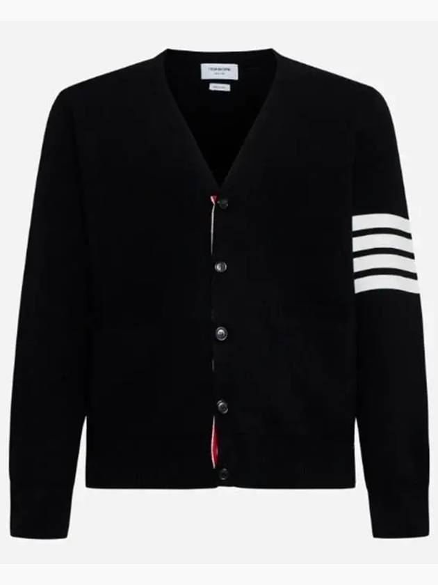 Milano Stitch 4-Bar Cardigan Black - THOM BROWNE - BALAAN 4