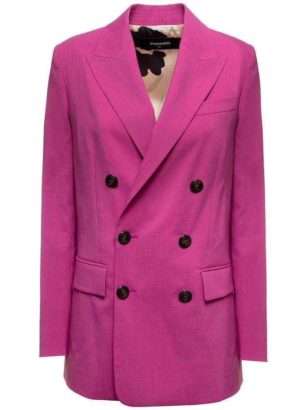 double breasted blazer jacket fuchsia pink - DSQUARED2 - BALAAN 1