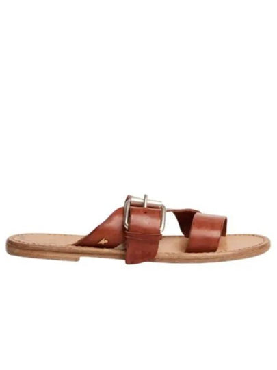 Resin Coated Leather Margaret Flat Sandals Brown - GOLDEN GOOSE - BALAAN 2