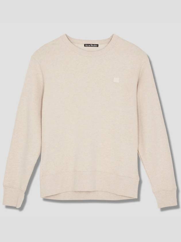 Face Patch Crew Neck Sweatshirt Oatmeal Melange - ACNE STUDIOS - BALAAN.