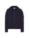 Logo Patch Hooded Lamb Wool Cardigan Navy - STONE ISLAND - BALAAN 3