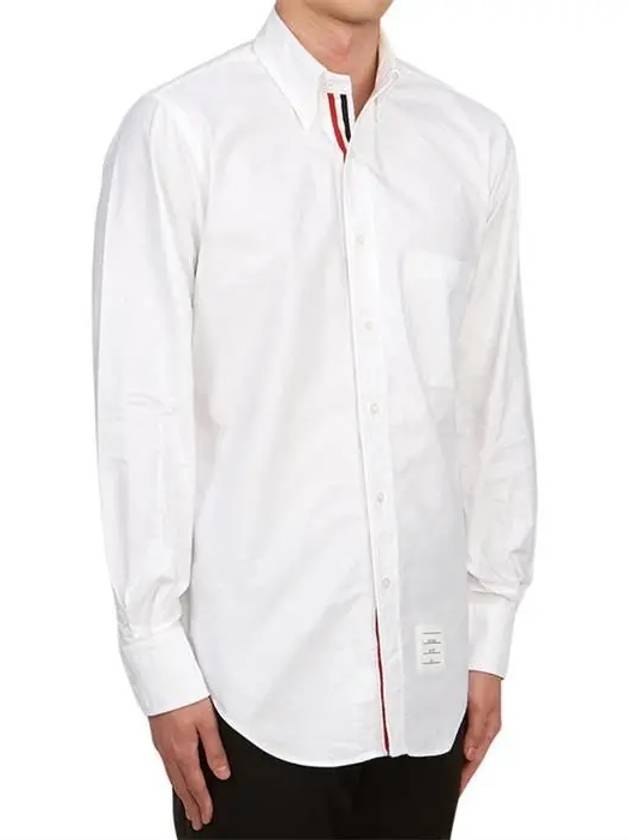 Men's Logo Patch Classic Cotton Long-Sleeve Shirt White - THOM BROWNE - BALAAN 4