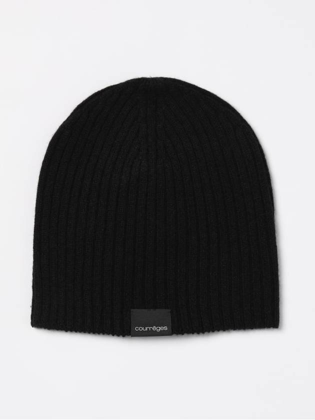 Logo Patch Ribbed Beanie Black - COURREGES - BALAAN 3