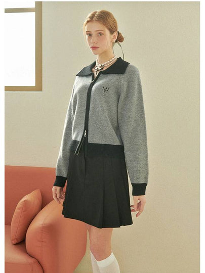 Pudding wool collar knit zipup gray - MICANE - BALAAN 2