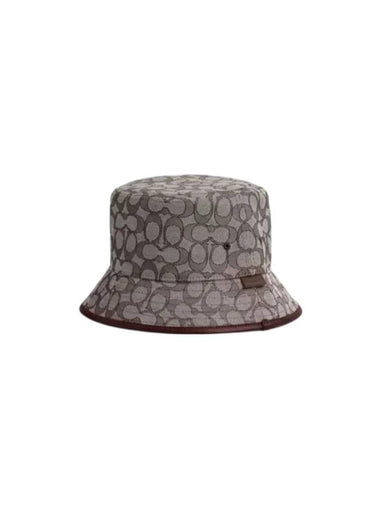 Signature Jacquard Bucket Hat Brown Grey - COACH - BALAAN 1