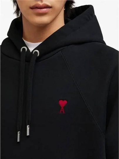 Heart Logo Cotton Hoodie Black - AMI - BALAAN 2